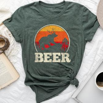 Bear Deer Antlers Craft Beer Retro Graphic Bella Canvas T-shirt | Mazezy