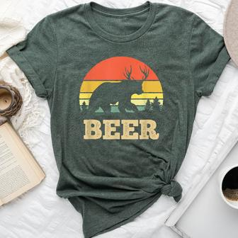 Beer Bear Deer Retro Vintage Sunset Bella Canvas T-shirt | Mazezy