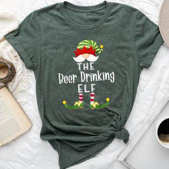 Beer Drinking Elf Group Christmas Pajama Party Bella Canvas T-shirt - Seseable
