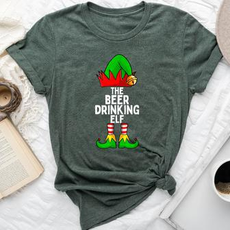 Beer Drinking Elf Matching Family Christmas Bella Canvas T-shirt - Seseable