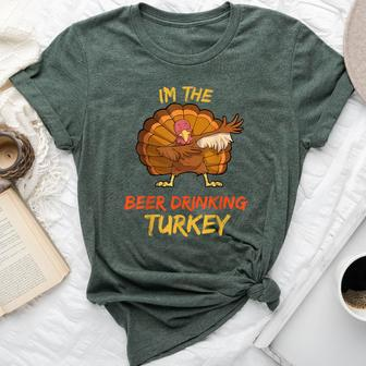 Beer Turkey Matching Family Group Thanksgiving Party Pj Bella Canvas T-shirt | Mazezy