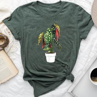 Begonia Maculata House Plant Plants Green Leaf Leaves Wings Bella Canvas T-shirt | Mazezy