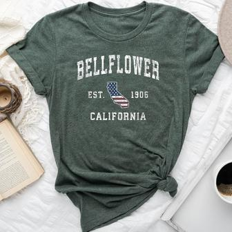 Bellflower California Ca Vintage American Flag Sports Bella Canvas T-shirt | Mazezy