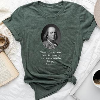 Ben Franklin And Quote About Beer Bella Canvas T-shirt | Mazezy