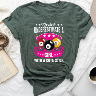 Billiard Never Underestimate A Girl With A Cute Stick Pool Bella Canvas T-shirt - Monsterry