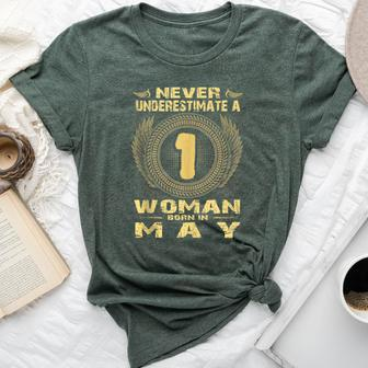 Birthday Never Underestimate A Woman Born In May Bella Canvas T-shirt - Thegiftio UK