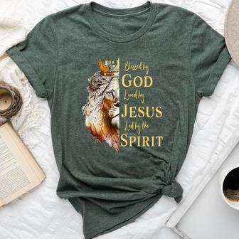 Blessed By God Loved By Jesus Lion Bella Canvas T-shirt - Seseable