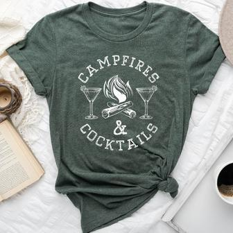 Campfires And Cocktails Bonfire Camping Campfire Bella Canvas T-shirt - Seseable