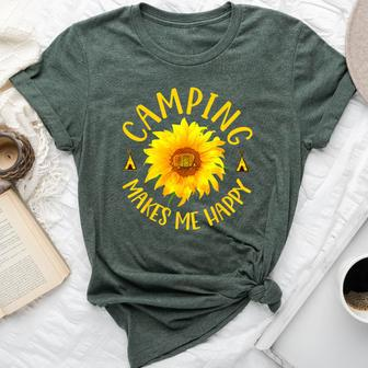 Camping Makes Me Happy Sunflower Camping Bella Canvas T-shirt - Seseable