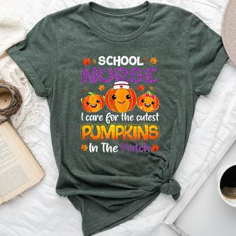 I Care For The Cutest Pumpkins In Patch School Nurse Fall Bella Canvas T-shirt - Thegiftio
