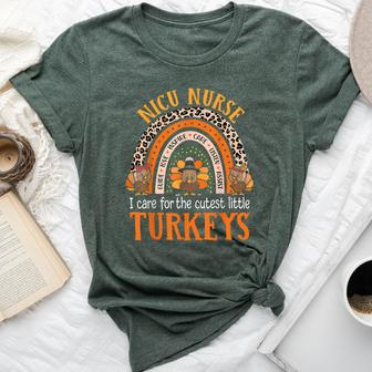 I Care For The Cutest Turkeys Thanksgiving Nicu Nurse Bella Canvas T-shirt - Seseable