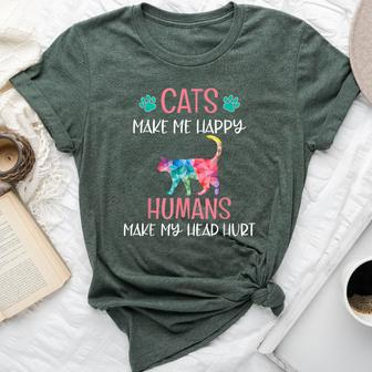 Cats Make Me Happy Cat Mom Kitten Lover Rainbow Bella Canvas T-shirt | Mazezy