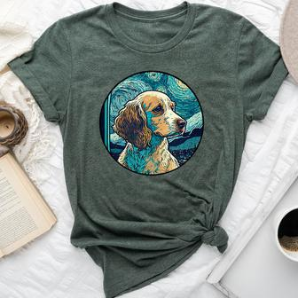 Cavador Starry Night Painting Dog Mom Dad Bella Canvas T-shirt | Mazezy