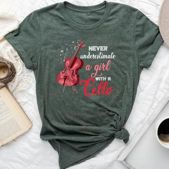 Cellist Girls Never Underestimate A Girl With A Cello Bella Canvas T-shirt - Thegiftio UK