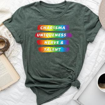 Charisma Uniqueness Nerve & Talent Rainbow Pride Bella Canvas T-shirt | Mazezy