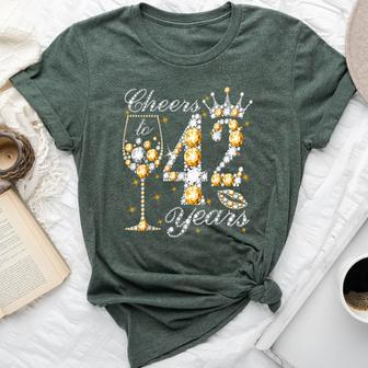 Cheers To 42 Years Old Happy 42Th Birthday Queen Drink Wine Bella Canvas T-shirt | Mazezy