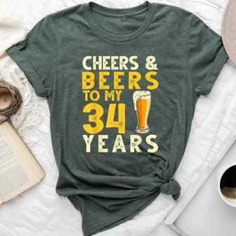 Cheers And Beers To My 34 Years Old 34Th Birthday Bella Canvas T-shirt | Mazezy