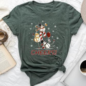 Cheers Snowman Beer Christmas Sweater Wine Lover Bella Canvas T-shirt | Mazezy