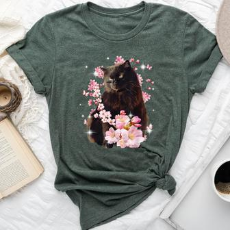 Cherry Blossom Tiffany-Chantilly Cat Floral Flowers Bella Canvas T-shirt | Mazezy