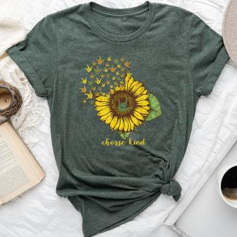 Choose Kind Sunflower Deaf Asl American Sign Language Bella Canvas T-shirt | Mazezy