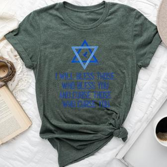 Christian Bible Genesis 123 Bless Israel Love Peace Support Bella Canvas T-shirt | Mazezy