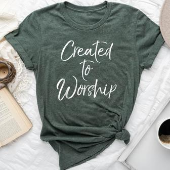 Christian Praise Quote Music Women's Created To Worship Bella Canvas T-shirt | Mazezy