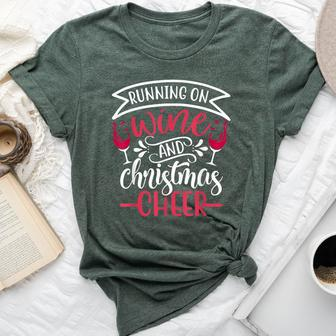 Christmas Cheer And Wine Holiday Drinking Bella Canvas T-shirt | Mazezy