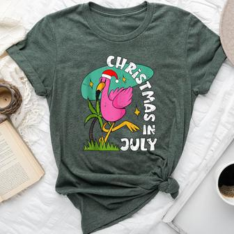 Christmas In July Flamingo Cute Beach Summer Christmas July Bella Canvas T-shirt - Monsterry