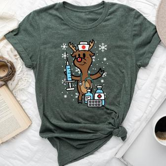 Christmas Nurse Reindeer Xmas Nursing Scrub Top Bella Canvas T-shirt - Seseable