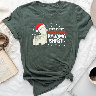 This Is My Christmas Pajama Llama Cute Xmas Party Bella Canvas T-shirt - Monsterry