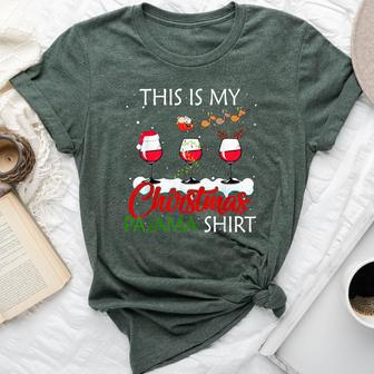 This Is My Christmas Pajama Wine Lover Xmas Bella Canvas T-shirt | Mazezy