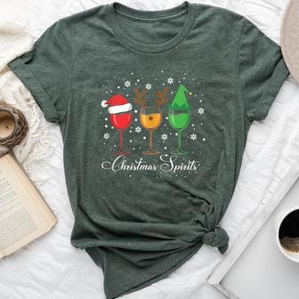 Christmas Spirits Glasses Of Wine Xmas Holidays Party Bella Canvas T-shirt | Mazezy