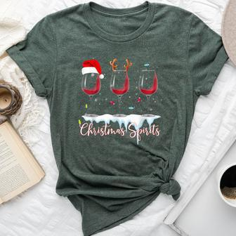 Christmas Spirits Glasses Of Wine Winter Holiday Bella Canvas T-shirt - Seseable