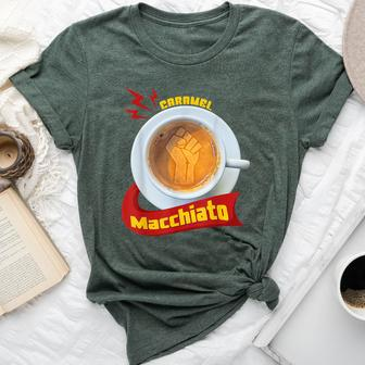 Coffee Lover Caramel Macchiato Blm Fist Bella Canvas T-shirt | Mazezy