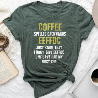 Coffee Spelled Backwards Coffee Quote Humor Bella Canvas T-shirt | Mazezy UK