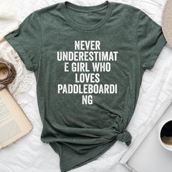 Cool Never Underestimate Girl Who Loves Paddleboarding Bella Canvas T-shirt - Thegiftio UK