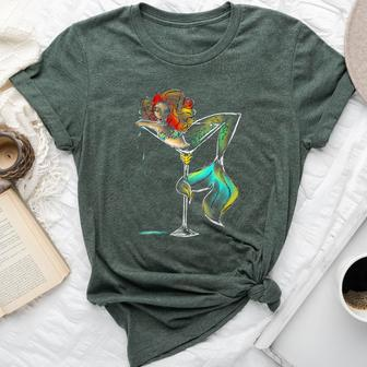 Cool Mermaid In Cocktail Glass Wine Drinker Girl Bella Canvas T-shirt - Seseable