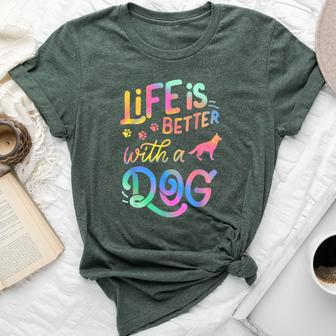 Corman Shepherd Life Is Better With My Dog Mom Dad Bella Canvas T-shirt | Mazezy
