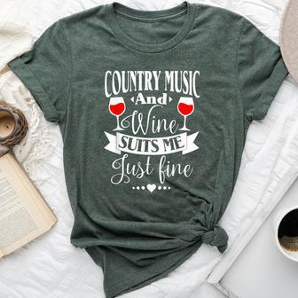 Country Music And Wine Suits Me Just Fine T Bella Canvas T-shirt - Seseable