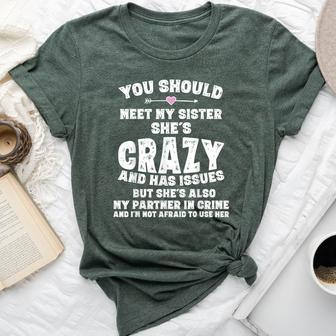 Crazy Sister Partner In Crime Girls Bella Canvas T-shirt | Mazezy