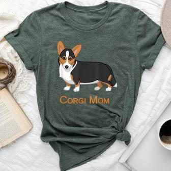 Cute Black & Tan Cardigan Welsh Corgi Mom Dog Lover Bella Canvas T-shirt | Mazezy