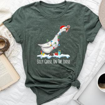 Cute Santa Duck Silly Goose On The Loose Christmas Bella Canvas T-shirt - Monsterry DE