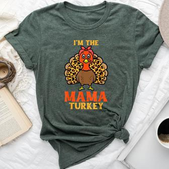 Cute I'm The Mama Turkey Matching Family Thanksgiving Mom Bella Canvas T-shirt - Monsterry AU
