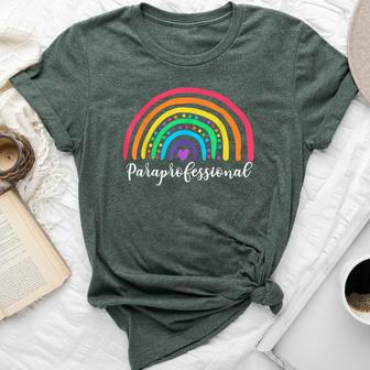 Cute Rainbow Paraprofessional Teacher Back To School Bella Canvas T-shirt - Seseable