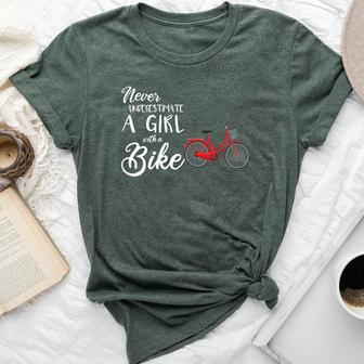 Cycling Girl Never Underestimate A Girl With A Bike Bella Canvas T-shirt - Monsterry