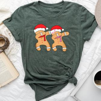 Dabbing Gingerbread Man And Girl Christmas Season Dab Dance Bella Canvas T-shirt | Mazezy