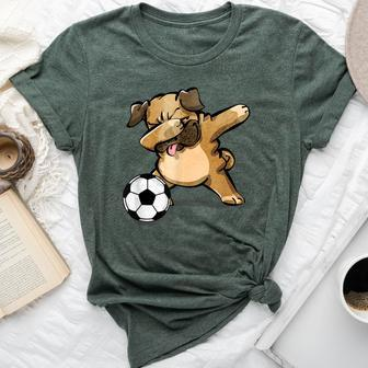 Dabbing Pug Dog Soccer Football Lover Boys Girls Bella Canvas T-shirt | Mazezy