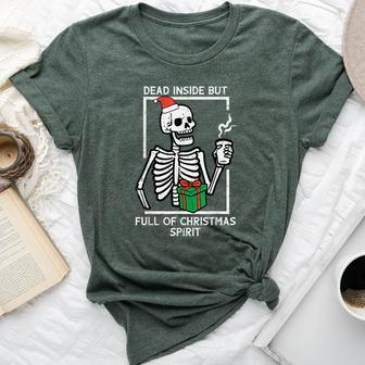 Dead Inside Full Christmas Spirit Skeleton Xmas Men Bella Canvas T-shirt - Seseable