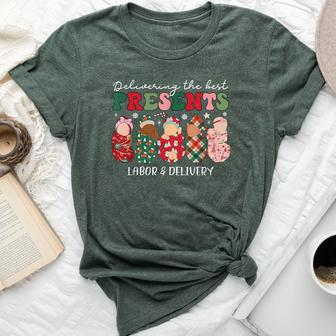 Delivering The Best Presents Labor Delivery Nurse Christmas Bella Canvas T-shirt | Mazezy