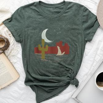Desert Moon With Cactus Coyote Mesa And Big Dipper Bella Canvas T-shirt | Mazezy